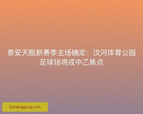 泰安天贶新赛季主场确定：汶河体育公园足球场将成中乙焦点
