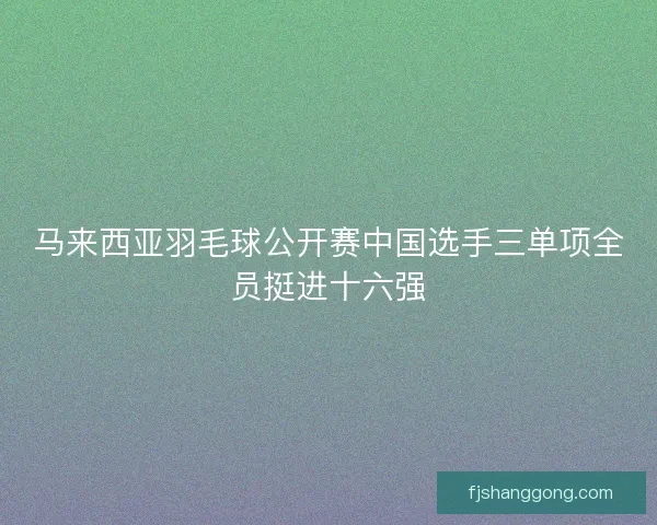 马来西亚羽毛球公开赛中国选手三单项全员挺进十六强